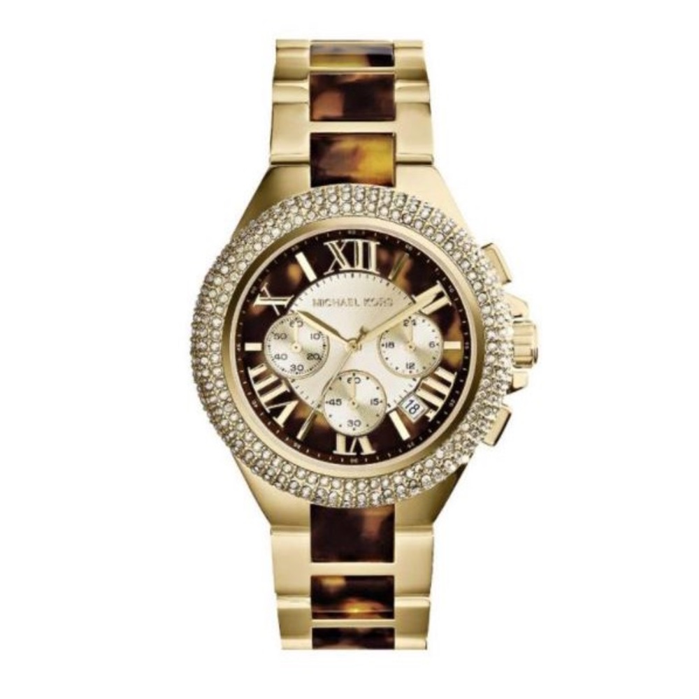 Michael Kors Women’s Chronograph Camille Tortoise and Gold-Tone Watch